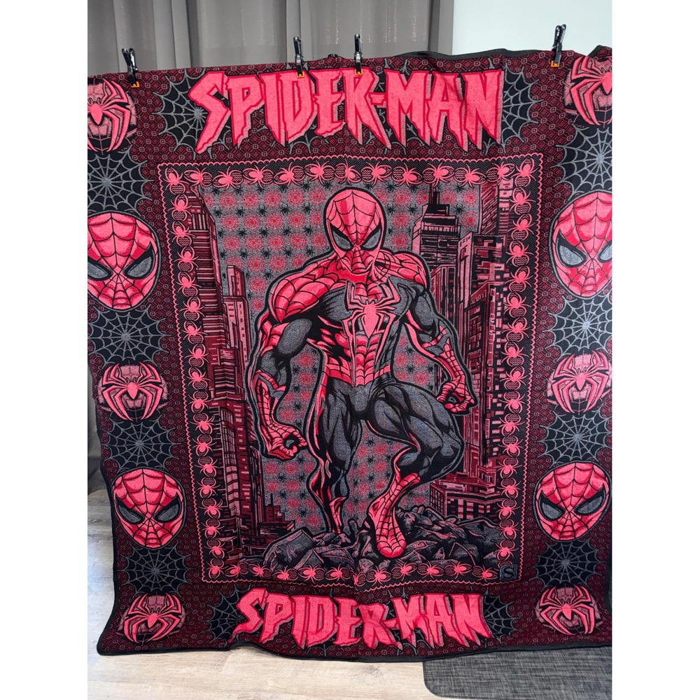 Spider-Man Queen Size Mexican Blanket San Marcos Style Plush Woven Cobija Red